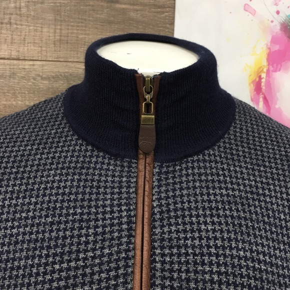 Orvis Merino Wool 1/4 Zip Sweater Mens Size Large Houndstooth Long Sleeve - Picture 2 of 7